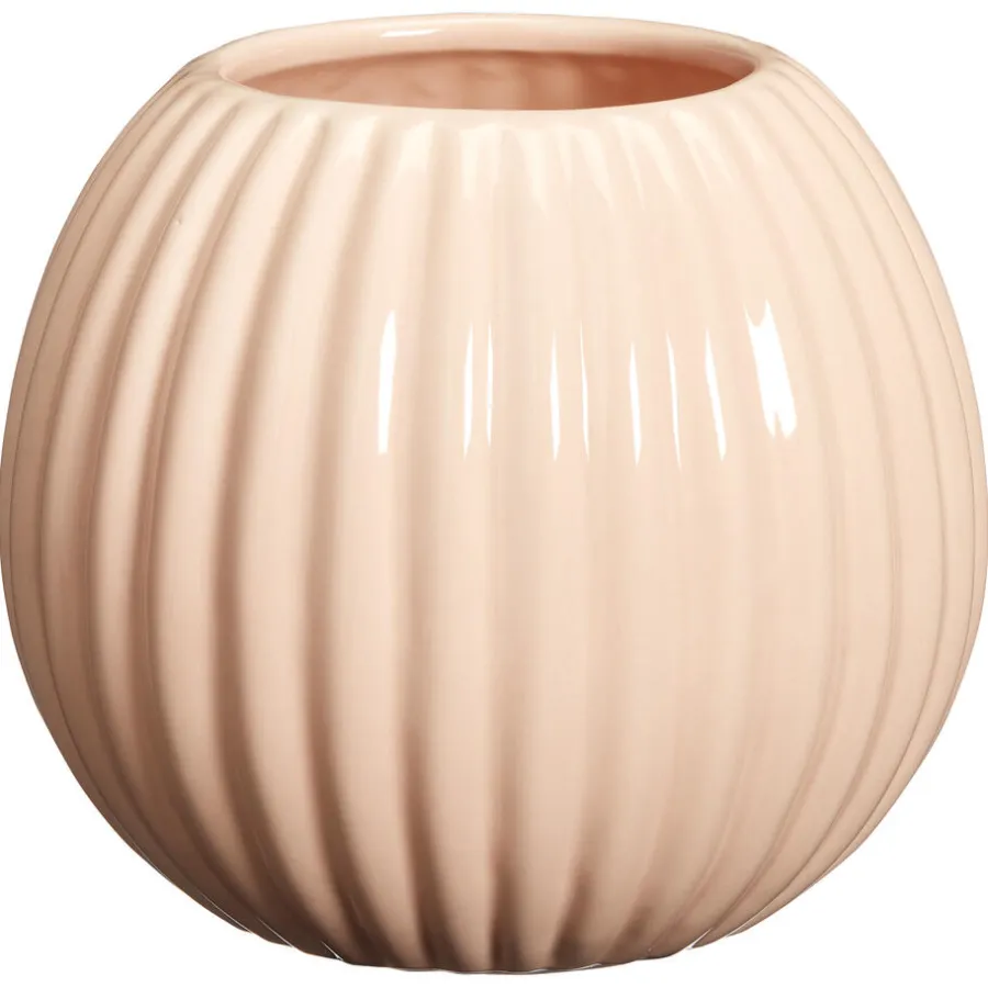 Kwantum Vazen & Potten*Bloempot Ribbel 15x13 Cm Roze