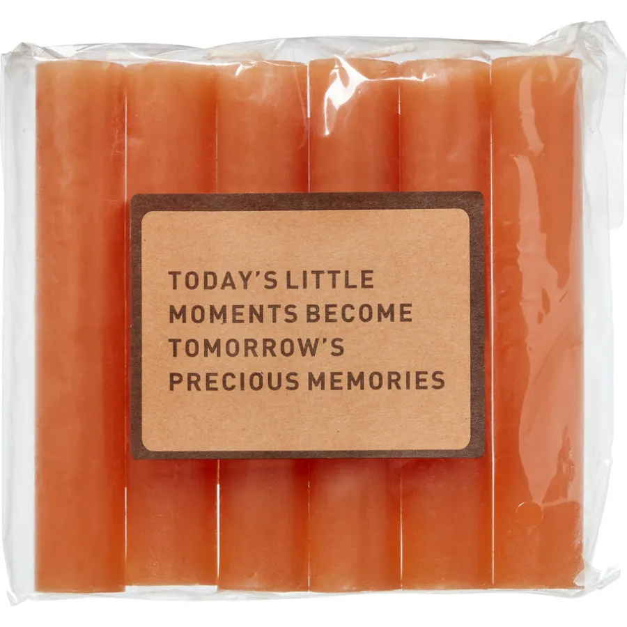 Kwantum Kaarsen & Theelichten|Kaarsen & Theelichten*Dinerkaars oranje 12 Cm - 6 Stuks Zalm