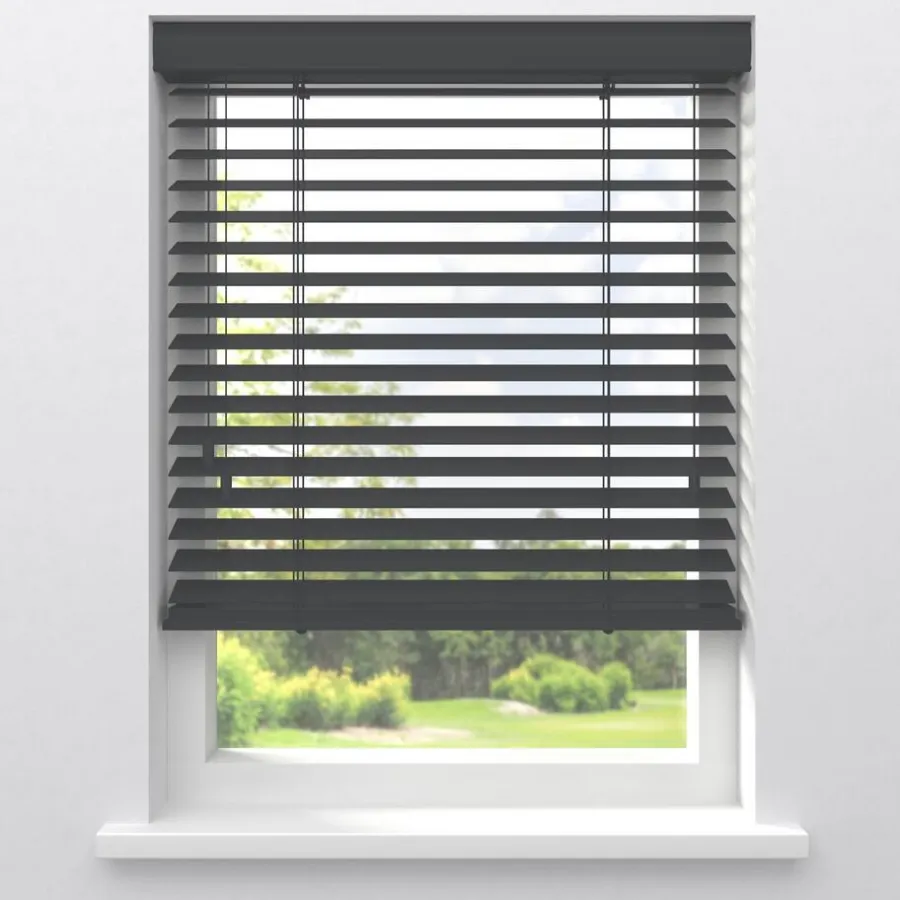 Kwantum Jaloezieën|Houten Jaloezieën*Fenstr Bamboe Jaloezie Wessel 50mm Antraciet