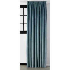 Kwantum Vouwgordijnen|Gordijnen*Gordijn Velours Romeo blauw Grijs