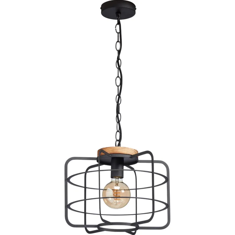 Kwantum Hanglampen*Hanglamp Wood 1-Lichts Zwart