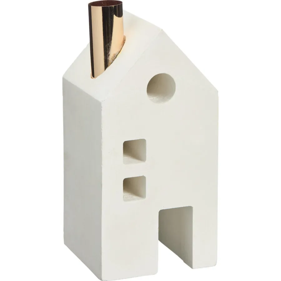 Kwantum Kandelaars|Kandelaars*Kandelaar Huis Wit - 9x9x18,5 Cm 9x9x19 Cm 09X09X19CM