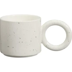 Kwantum Mokken|Mokken*Mok Met Oor Crispen Spikkel Zwart/ 225ml Wit