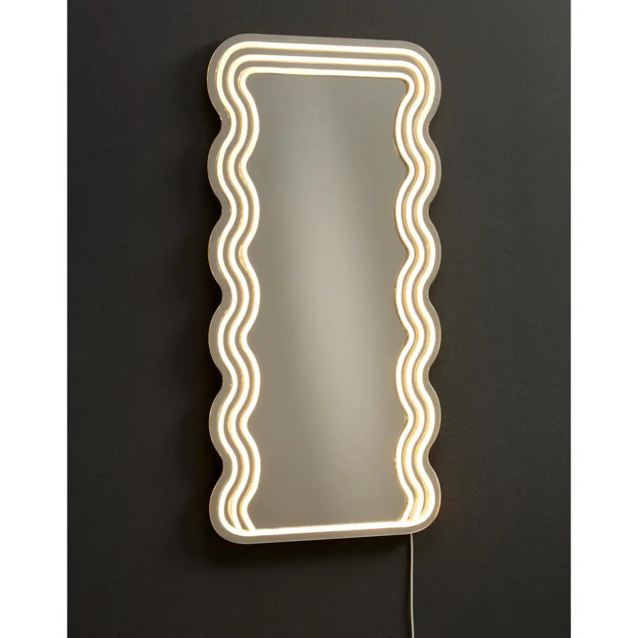 Kwantum Spiegels|Wandlampen*Spiegel Met Verlichting - Wave - Neon - Warm Wit - 70x35 Cm WarmWit