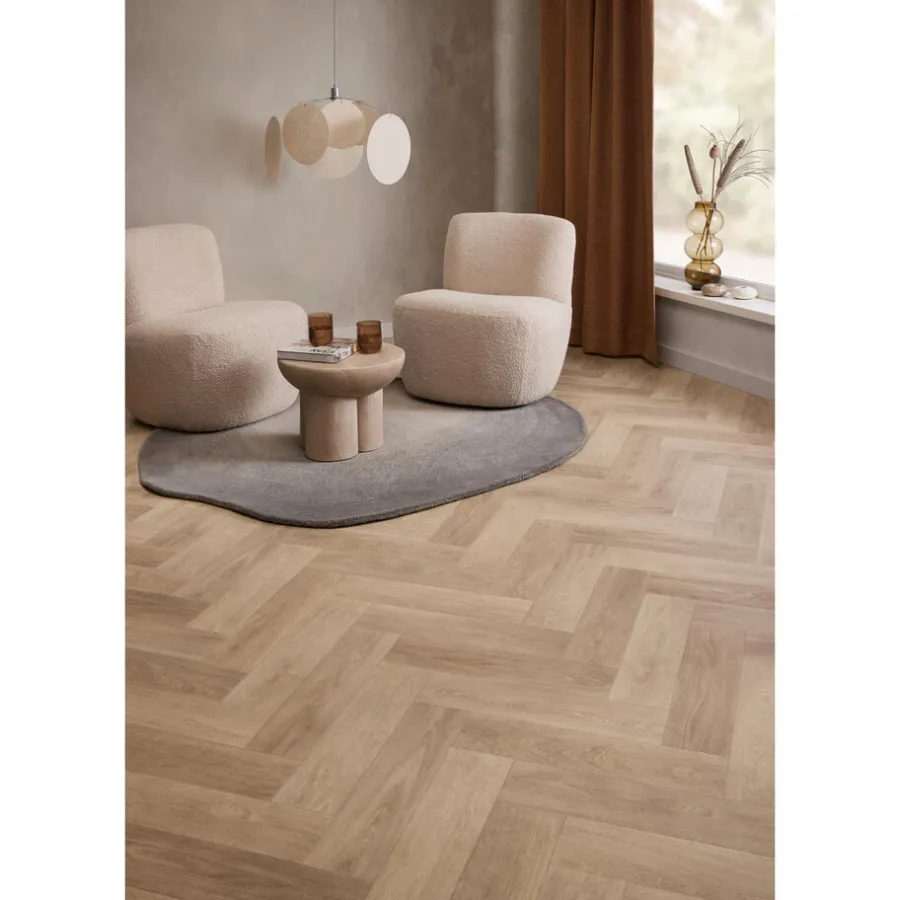 Kwantum Vinyl Vloeren*Vinyl Fisher Naturel Visgraat Je berekent hoeveel meters je nodig hebt door lengte en breedte in te vullen