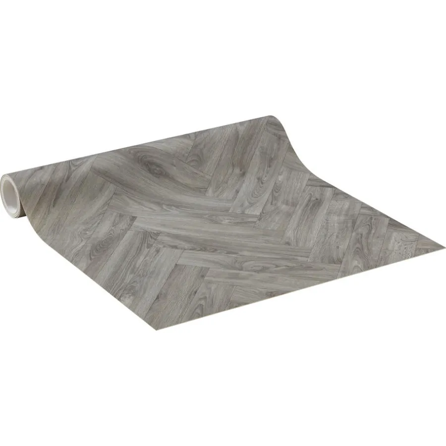 Kwantum Vinyl Vloeren*Vinyl Woodward Taupe Eiken Visgraat Je berekent hoeveel meters je nodig hebt door lengte en breedte in te vullen