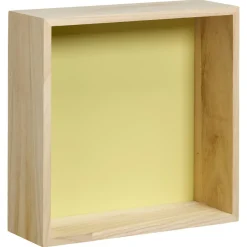 Kwantum Wanddecoratie*Wanddecoratie Hout Citroengeel Maat M 25x9x25 Cm