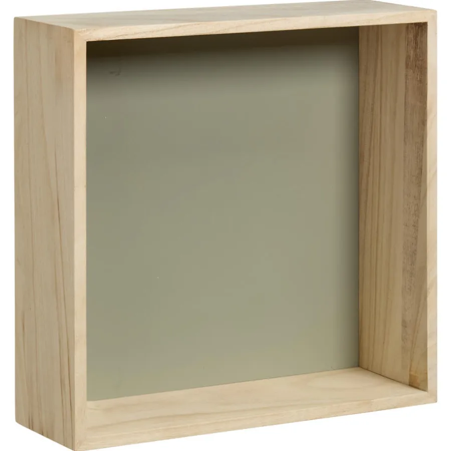 Kwantum Wanddecoratie*Wanddecoratie Hout Olijfgroen Maat L 30x10x30 Cm