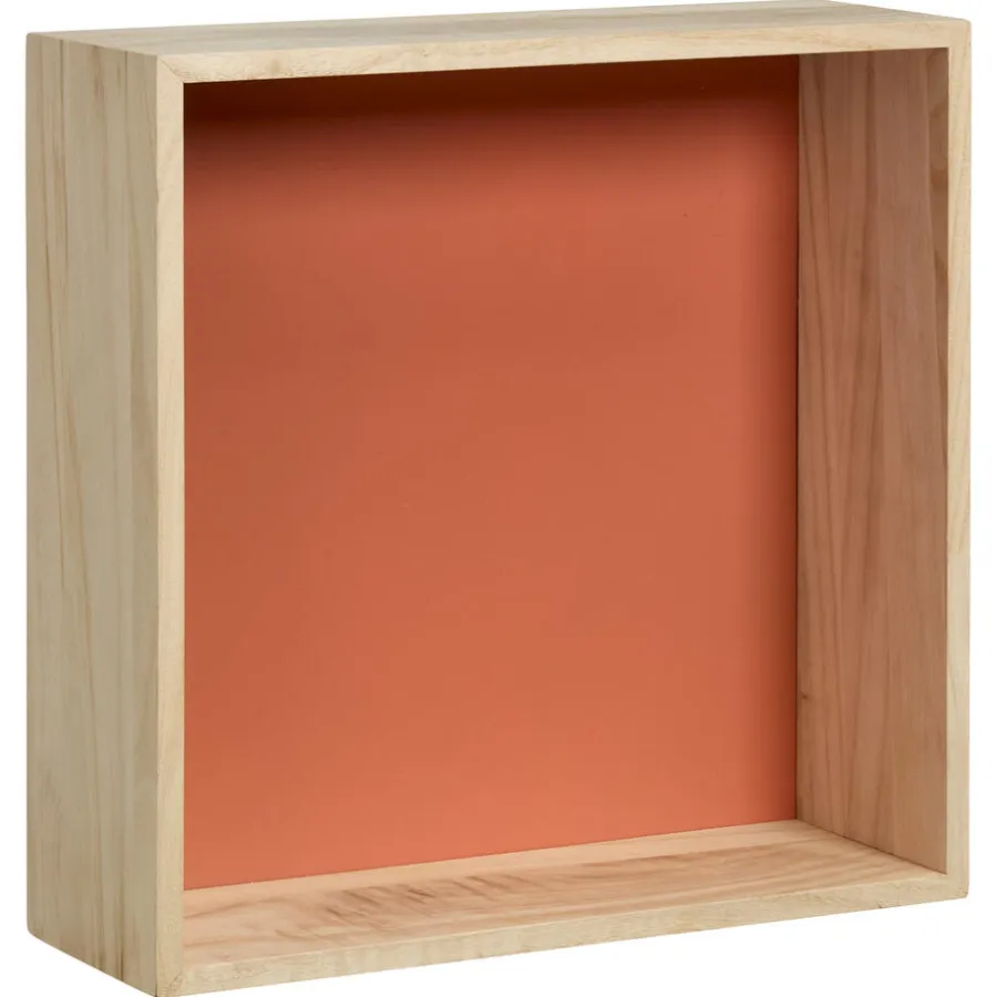 Kwantum Wanddecoratie*Wanddecoratie Hout Steenrood Maat L 30x10x30 Cm
